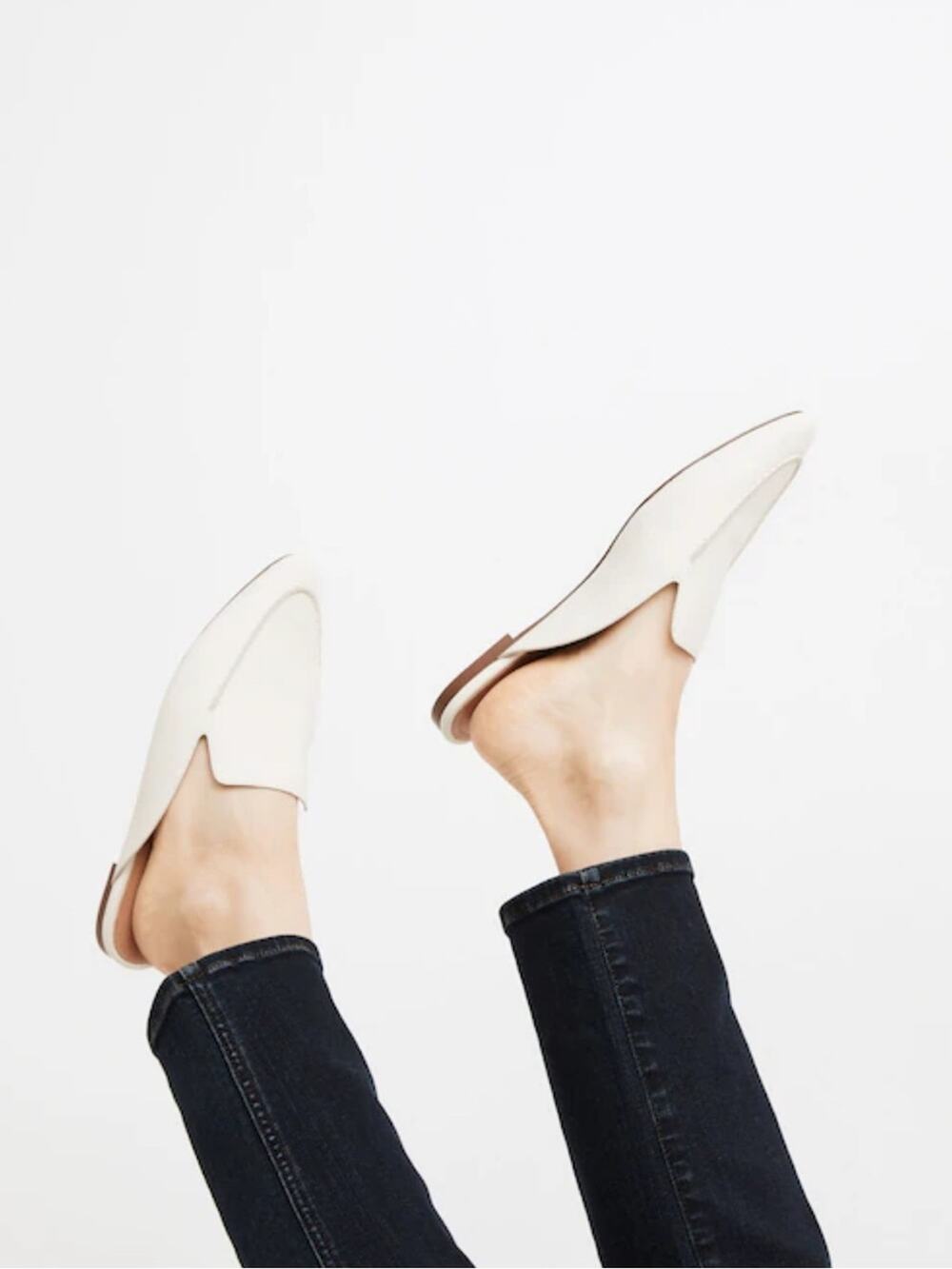 The Frances Skimmer Mule in Leather Ivory Size 7.5 New